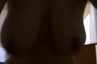 Казашка с большими сиськами получает сперму на лицо